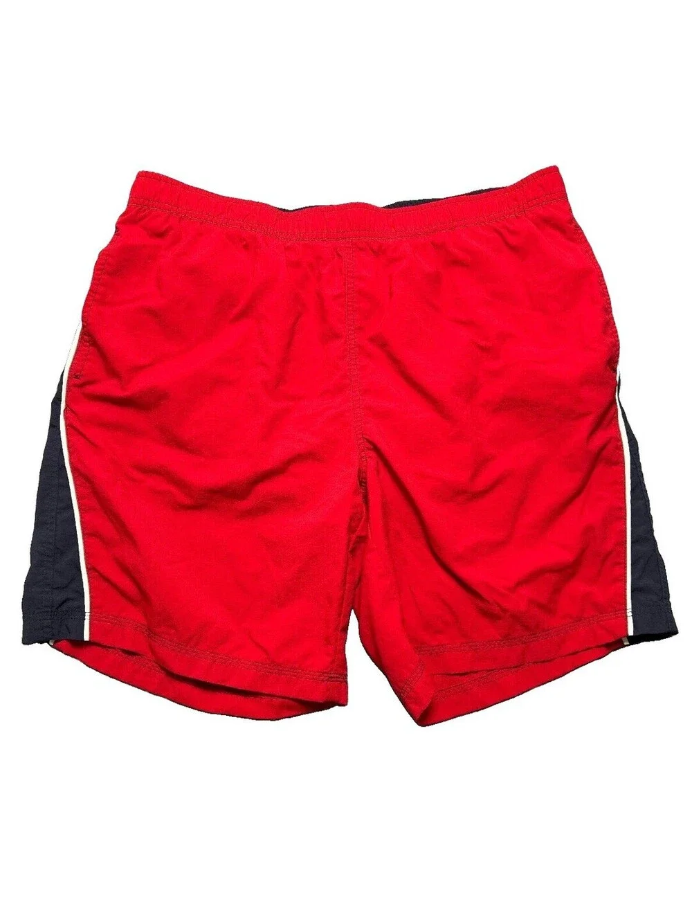 Eddie Bauer Mens Large Red Swim Trunks Mesh Lined Elastic Waist Beach Shorts